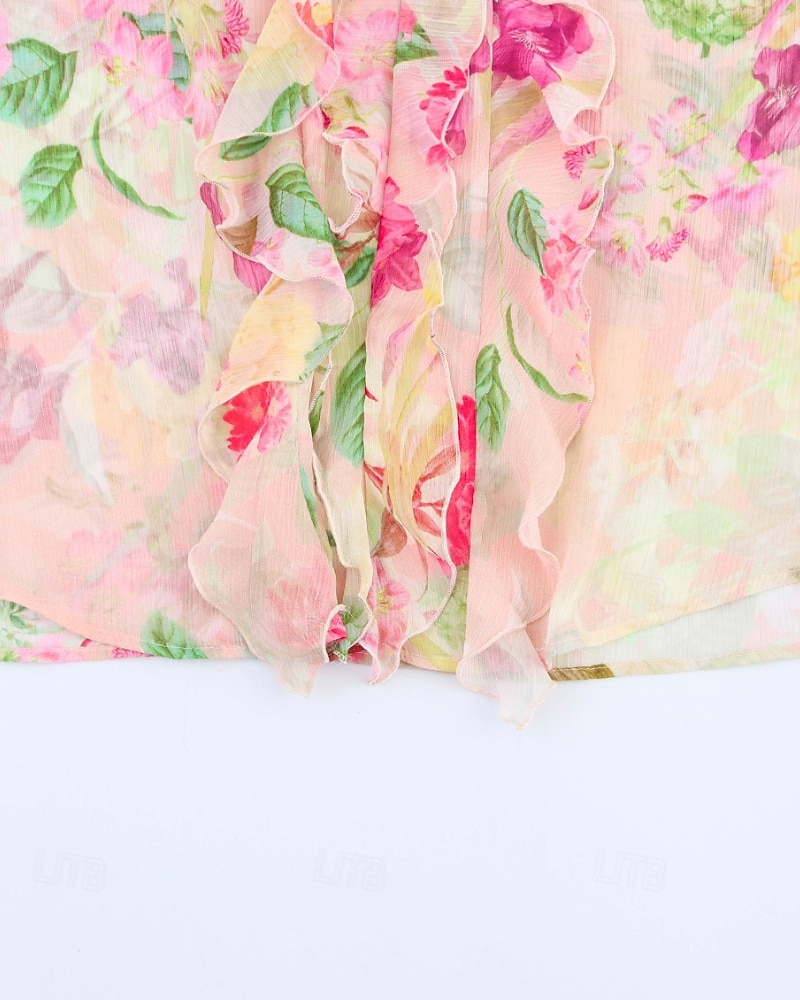 Dame Skjorte Bluse Blomsternål i krystall Stilfull Moderne Langermet V-hals Vanlige topper Ferie Ut på byen Trykt mønster Rosa Høst 2025 - $28.99 –P8