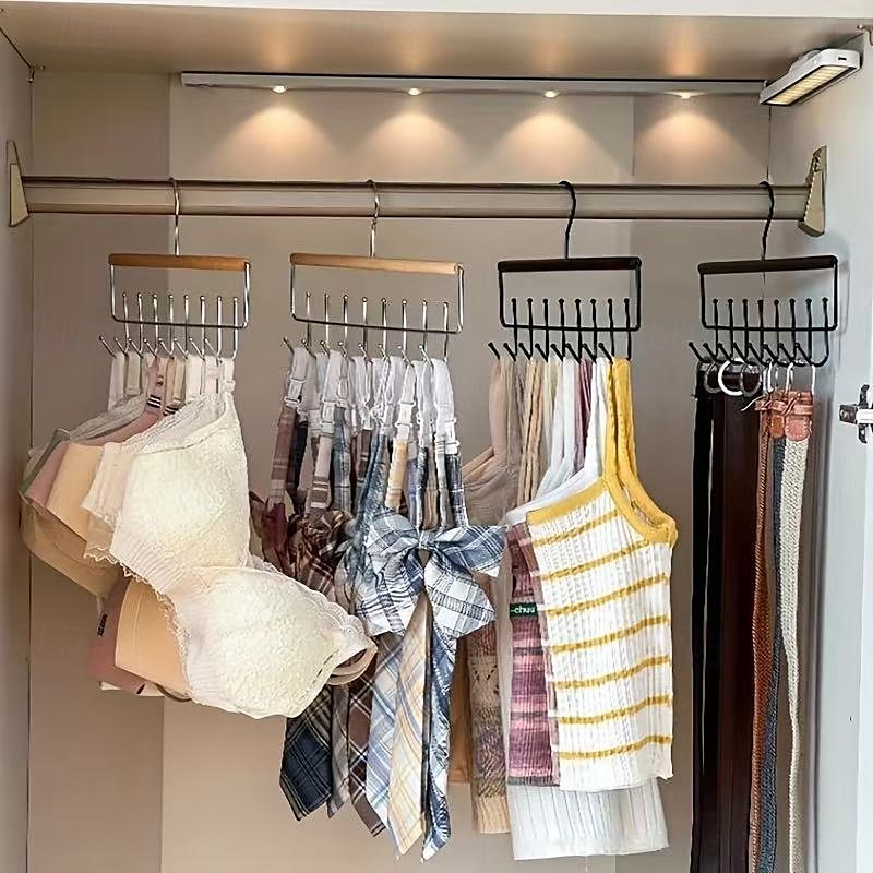 Gruccia multifunzionale in legno con ganci, portaoggetti per cappelli, biancheria intima, canottiere, ideale per casa, dormitorio, armadio e negozi di abbigliamento del 2025 a $8.49 –P2