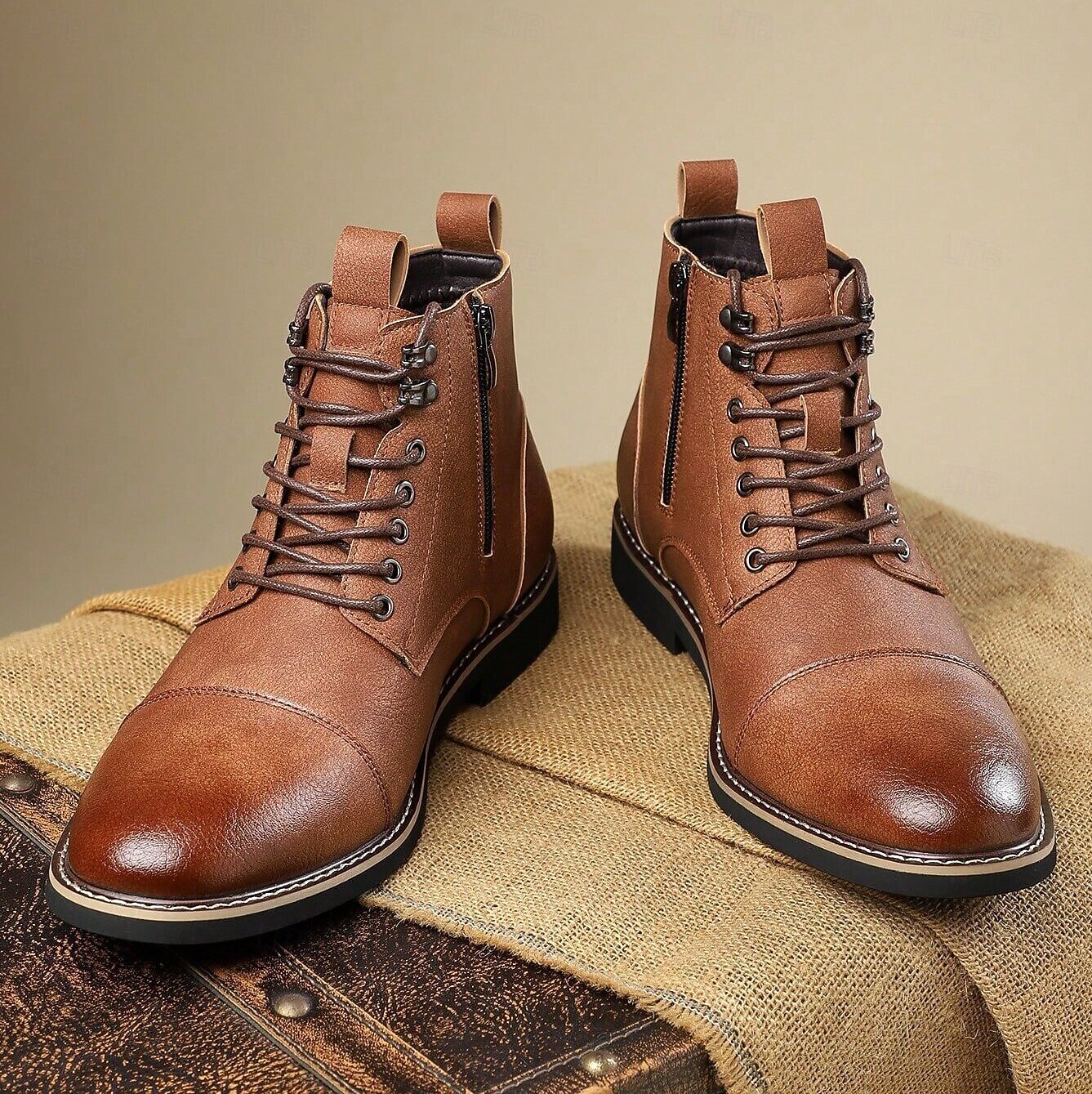 Bottines à lacets vintage pour homme – bottines à bout droit avec coutures classiques pour le travail, le week-end et l'automne de 2025 ? $54.99 –P7
