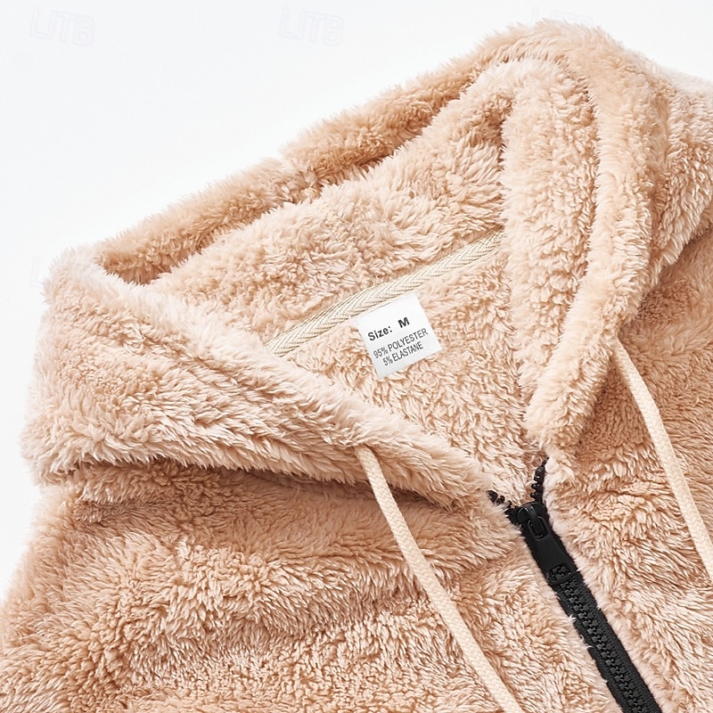 Per uomo Felpa con zip Felpa con cappuccio in pile Felpa con cappuccio in pile Sherpa Nero Blu marino Cachi Grigio Con Cappuccio Semplice Con zip Tasca Frontale Sport & Outdoor Casuale Quotidiano del 2025 a $30.99 –P6