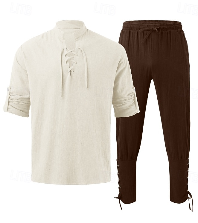 Retrò Vintage Medievale Rinascimento Pantaloni Abiti Camicia Pirata Ranger Costume Per uomo Vichingo Halloween Carnevale Mascherata Performance Mascherata LARP Adulti Camicia Pantaloni del 2026 a $44.99 –P4