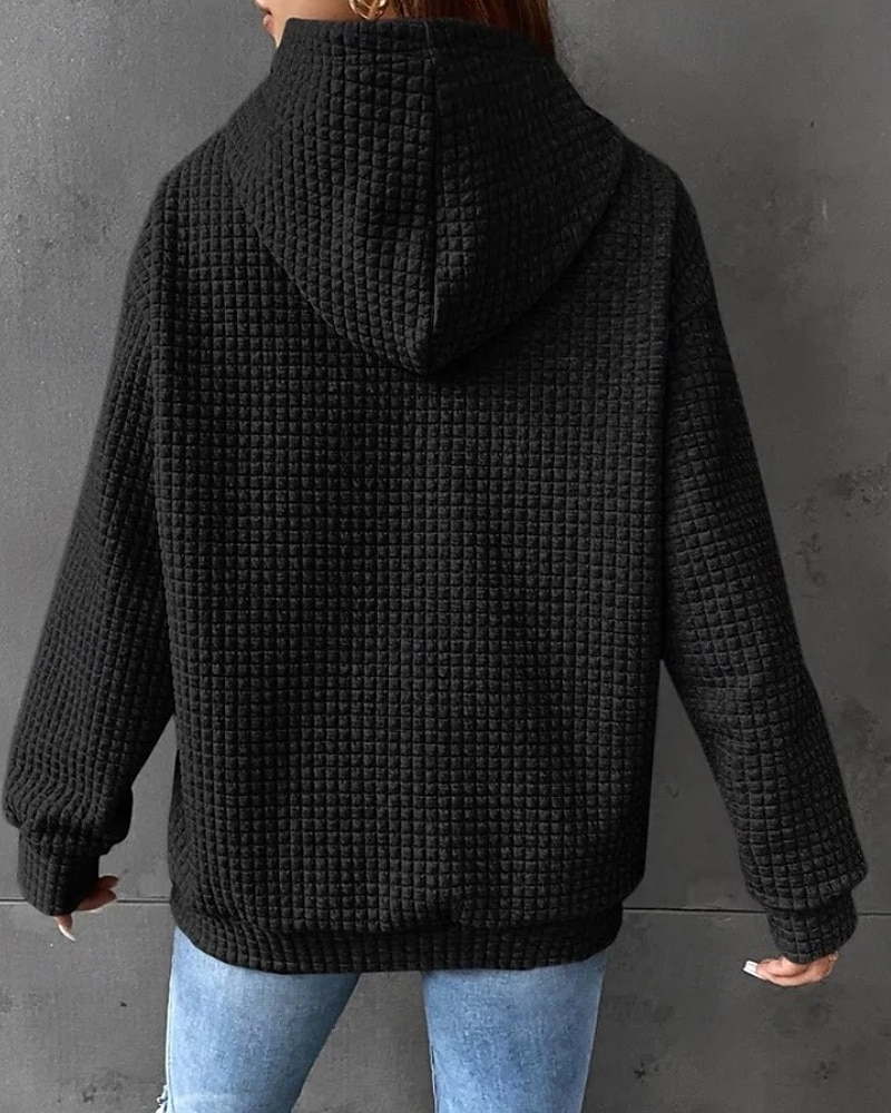 Dame Pullover hettegenser-genser عادي Gatemote Fritid Langermet Med hette Vanlige topper Ferie Ut på byen Lomme Svart Hvit Grå Høst Vinter 2025 - $23.99 –P7