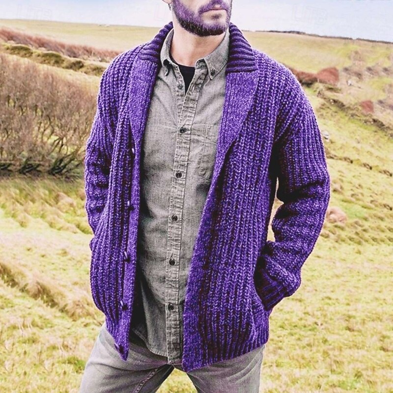 Per uomo Felpa Cardigan A Coste Maglia Top Regolari Cardigan con Bottoni Semplice Collo a scialle Vacanza Moda Casuale Abbigliamento quotidiano Abbigliamento Primavera & Autunno Marrone scuro del 2025 a $40.99 –P6