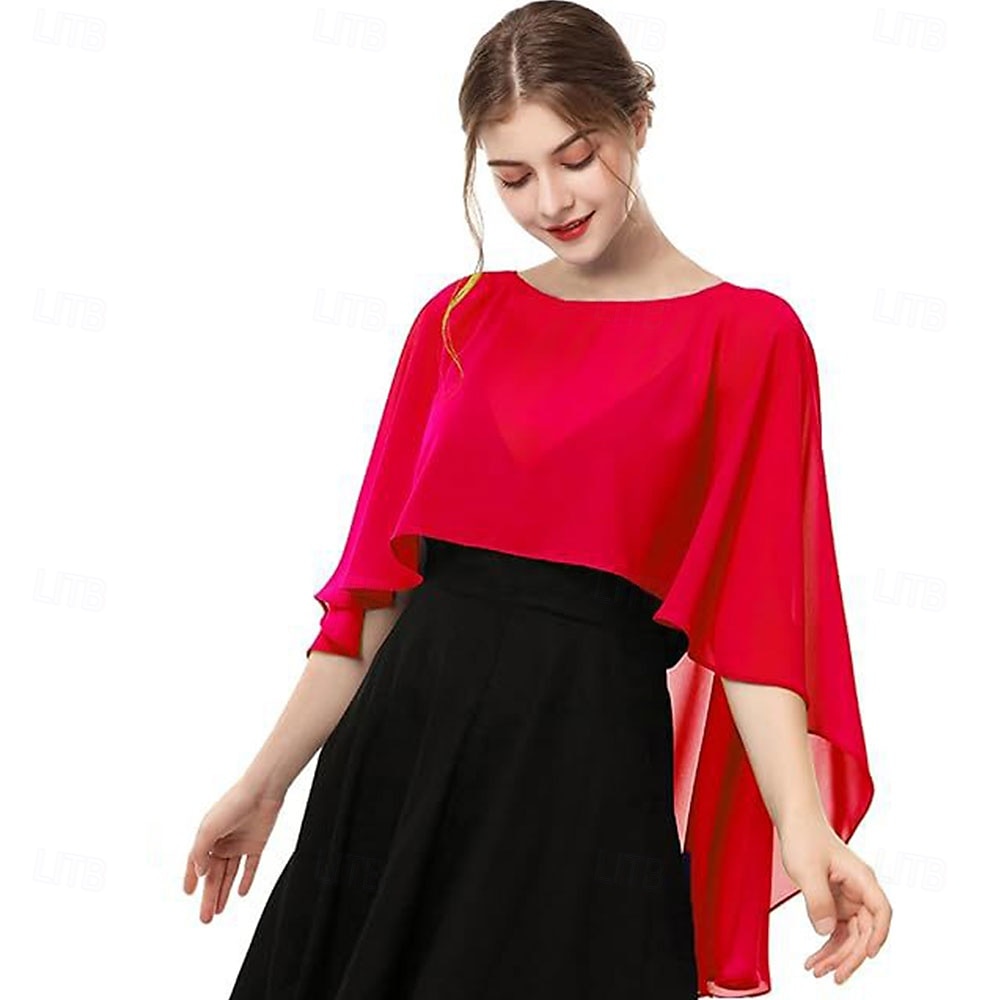 capelets voor vrouwen chiffon capes sjaals en omslagdoeken voor avondjurken bruiloft capes cover-up 2026 - $16.49 –P13