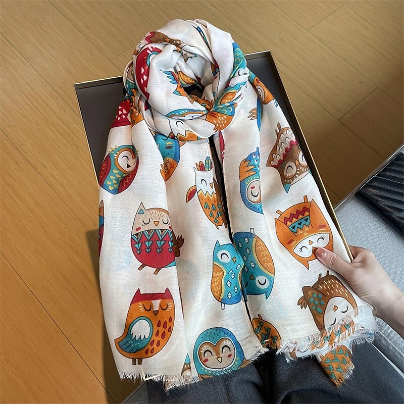 Foulard Rectangulaire Femmes Rue Quotidien Date Blanc Bleu Écharpe Animal de 2025 ? $18.49 –P6