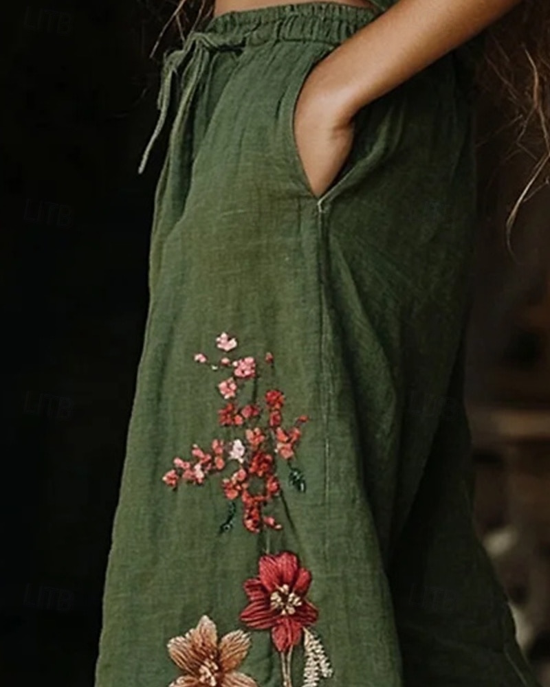 Femmes Jambe large Pantalons Pantalon palazzo Mode Streetwear Longueur complète Taille haute Fleur Cordon de serrage Taille Élastique Imprimé Respirabilité Confortable Rue Tenue quotidienne Sortir de 2026 ? $24.99 –P2