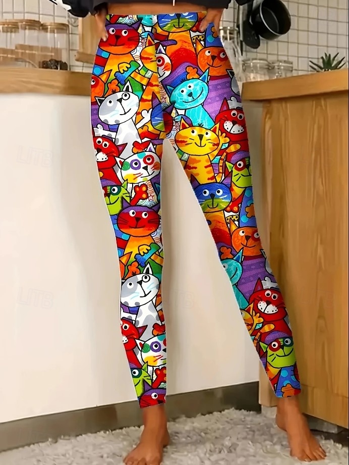 Per donna Leggings Punk Attivo Vacanza Lunghezza intera Vita Alta Grafico Animale Gatto Stampa 3D Asciugatura Rapida Traspirabilità Morbido Elasticizzato All'aperto Casa Casual Nero Bianco Arcobaleno del 2025 a $19.99 –P1