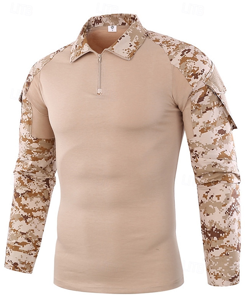 Per uomo Felpa con mezza zip Felpa militare Manica Lunga Collo alla coreana Top Esterno Traspirante Misto Cotone Mimetico Grigio scuro pitone nero Nero Viaggio Corsa del 2025 a $25.99 –P10