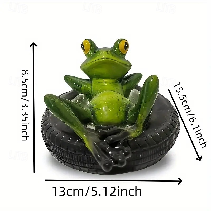 Figurine de grenouille et de tortue en résine dans un canoë, ornement flottant, figurine d'animal flottant réaliste avec des yeux jaunes, cadeaux idéaux pour le jardin, la piscine ou la rivière de 2025 ? $20.99 –P12