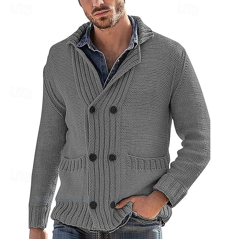 Voor heren Trui Vest Trui Geribd breien Normale tops Gebreid Effen Omgeslagen kraag Opwarm Kleding Modern eigentijds Casual Alledaagse kleding Kleding Lente & Herfst Zwart Wit M L XL 2025 - $47.99 –P3