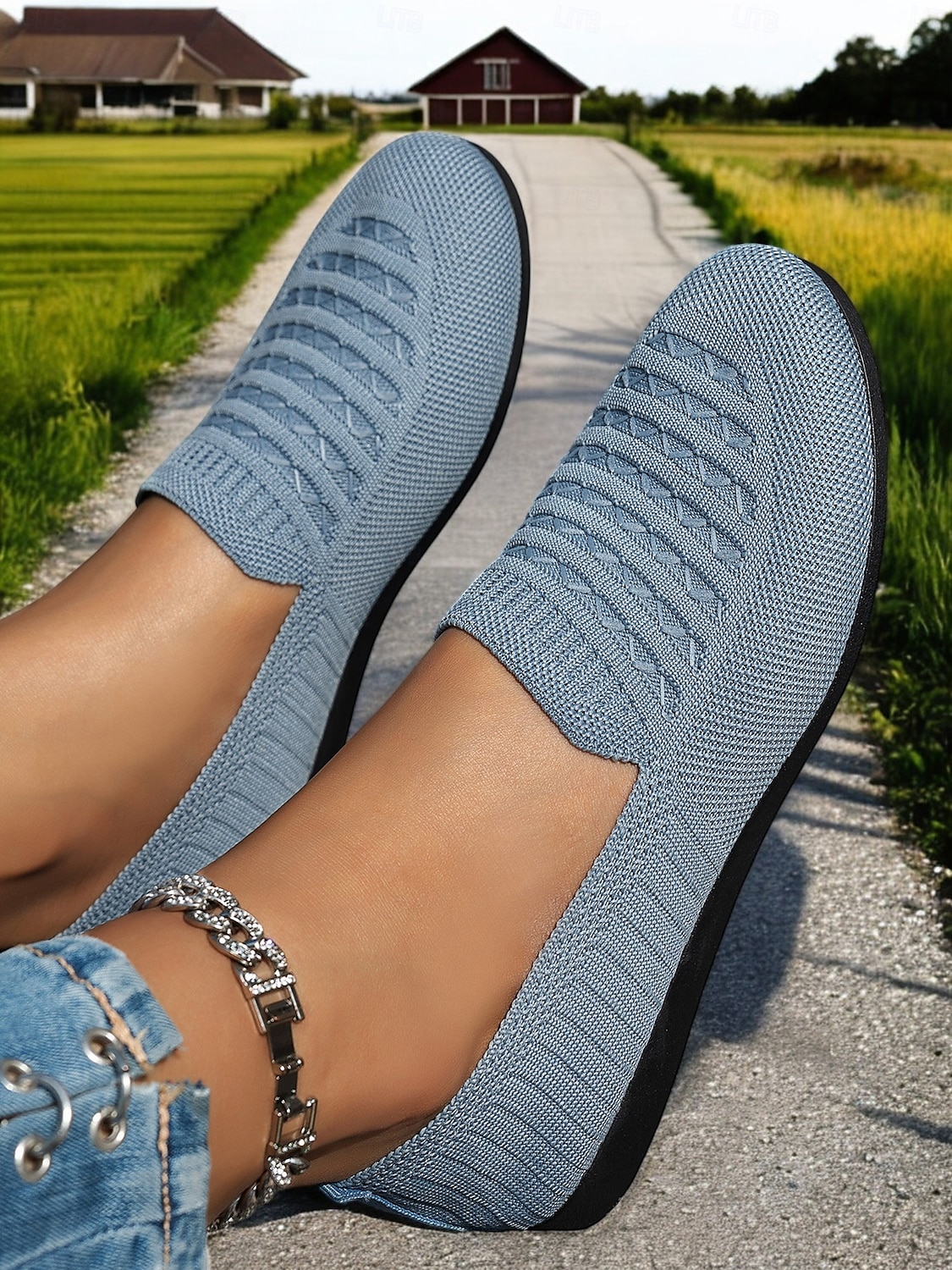 Dámské prodyšné ležérní balerínky z flyknit – lehké nazouvací boty s kulatou špičkou na chůzi, cestování a každodenní pohodlí 2025 - $19.99 –P3