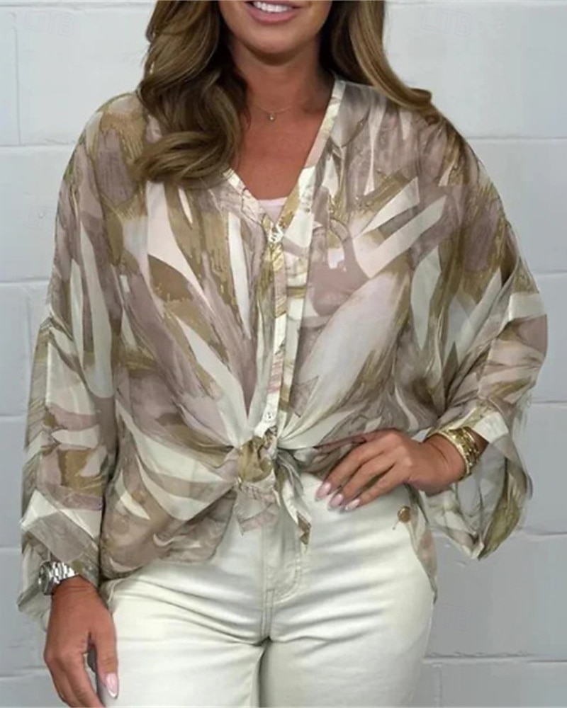 Women's Shirt Chiffon Tops Floral Stylish Modern Long Sleeve Shirt Collar Regular Tops Daily Holiday Buttons Print Black Yellow Pink Royal Blue Blue Spring Fall 2025 - $19.99 –P8