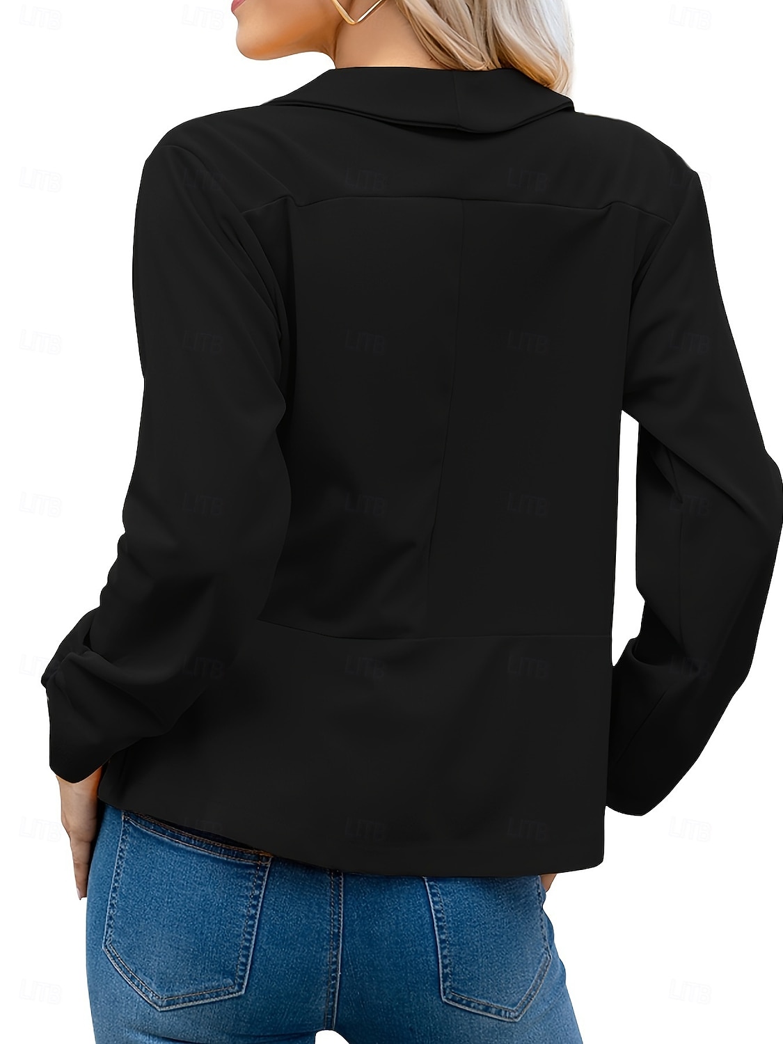 Femmes Blazer Confortable Respirant Coupe ajustée Mode Moderne Uni Travail Quotidien Régulier Col Rabattu Coupe régulière manche longue Vêtements d'extérieur Rose Claire Noir Blanche Printemps Automne de 2025 ? $26.99 –P15