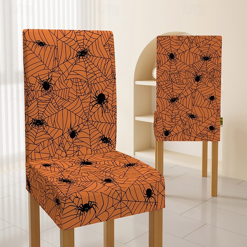 Halloween-Esszimmerstuhlbezug mit Totenkopfmuster, Festival-Tischdekor, Verkleidungsrequisiten zur Dekoration 2025 - $7.49 –P10