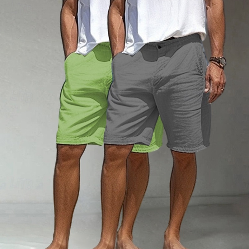 Per uomo Shorts Shorts di Lino Shorts eleganti Pantaloncini Estivi Shorts da Spiaggia Tasca Bottoni Gamba Dritta Semplice Comodità Traspirante Lunghezza al ginocchio Casuale Quotidiano Ferie Vacanza del 2025 a $27.99 –P7