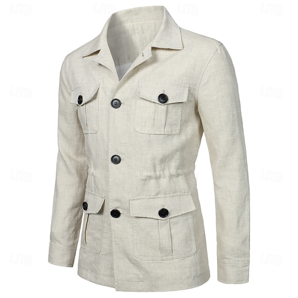 Per uomo Giacca Leggera Blazer 100% lino Scuola Formale Vacanza Elegante Vintage Estate Primavera Lino Tinta unica Tasca Delicato sulla Pelle Comodo Monopetto Un Bottone Bottone frontale Giacca del 2025 a $55.99 –P15