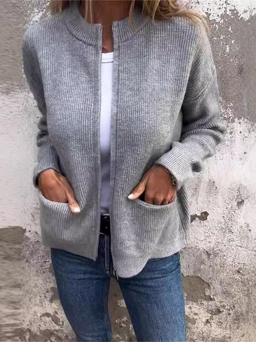 Femmes Manteau Confortable Respirant Avec Poches Mode Quotidien Uni Entraînement Extérieur Occasionnel Ouvert devant Court Col montant Coupe régulière manche longue Vêtements d'extérieur Noir Orange de 2025 ? $24.99 –P1