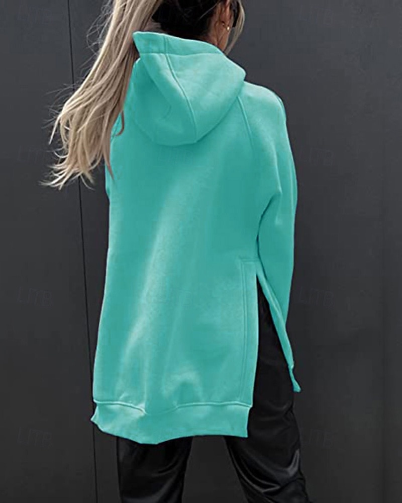 Dame Pullover hettegenser-genser عادي Gatemote Fritid Langermet Med hette Vanlige topper Gate Ferie Lomme Svart Rosa Vin Beige Lyseblå Vinter 2025 - $23.99 –P20