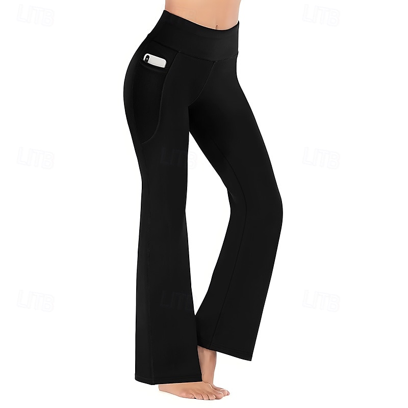 Dame Flared bukser Fleece yogaleggings Midjekontroll Høy Midje Treningsstudio Dans Treningsklær Bunner Helfarge Svart sport Sportsklær Tett passform 2026 - $17.99 –P5