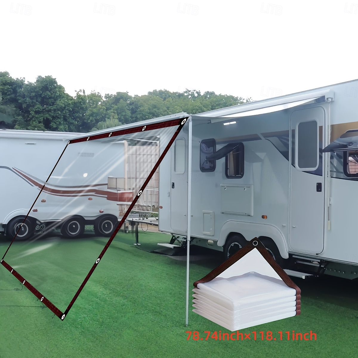 Prelată impermeabilă transparentă, husă impermeabilă, material îmbunătățit de înaltă calitate, cu margini rezistente la rupere, pentru camping în aer liber, terasă, picnic, carport, grădină, balcon și 2026 - $44.99 –P11