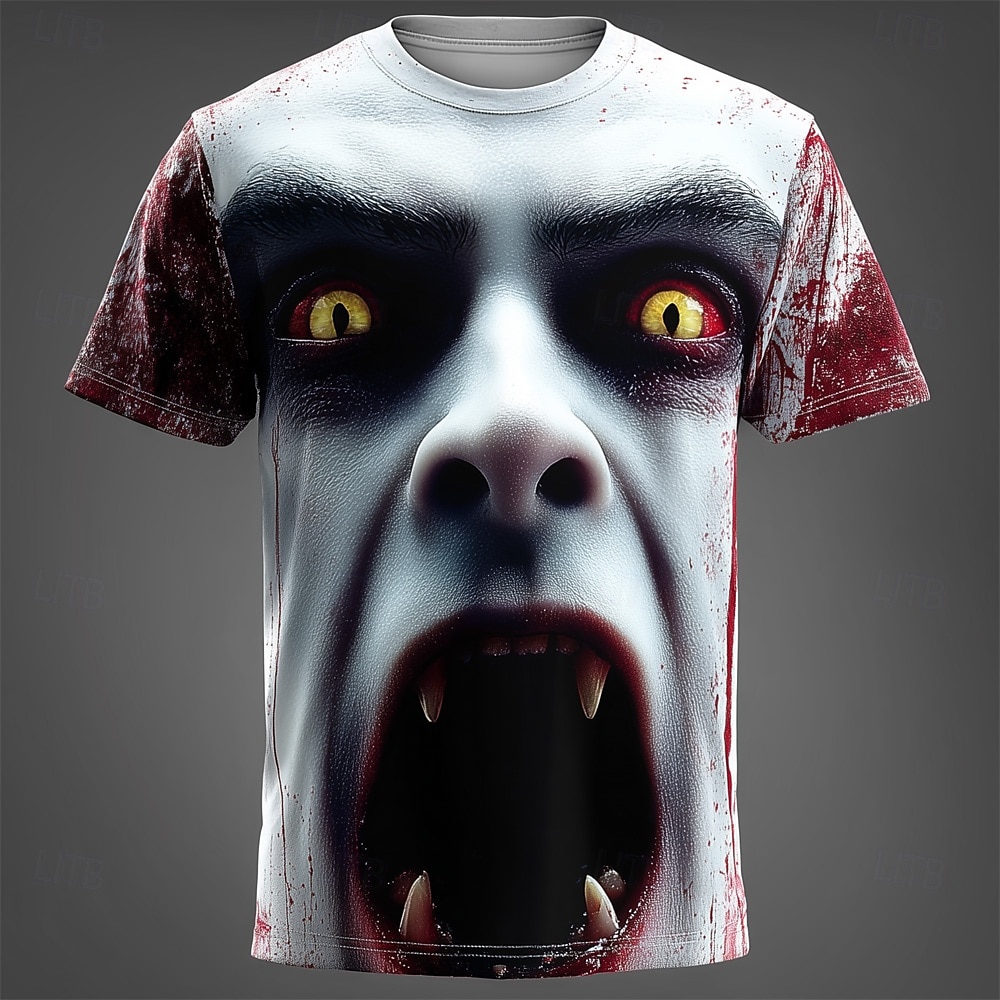 Halloween Pánské 3D tisk 3D Tričko Krátký rukáv tričko 3D tisk Tričkový Košile Přehnaný Designové Horor Párty ulice Dovolená Bílá Rubínově červená Šedá Léto Jaro Celý rok Oblečení S M L XL XXL XXXL 2025 - $17.99 –P1