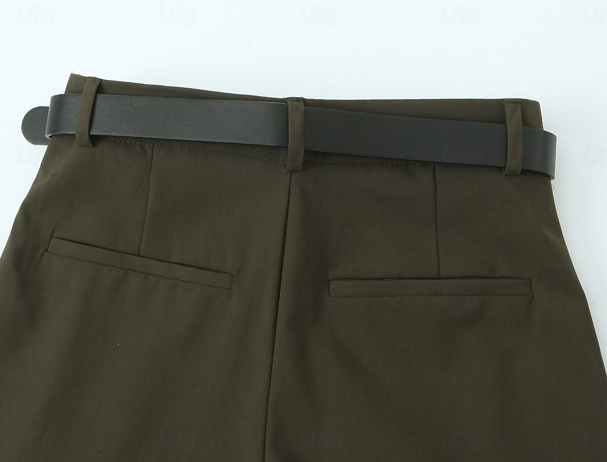 Per donna Gamba larga Chinos Casual Lunghezza intera Naturale Semplice Gamba larga Comodo Traspirabilità Casual Quotidiano Vinaccia Nero 1 # Nero Verde militare Primavera Autunno Vestibilità comoda del 2025 a $26.99 –P12