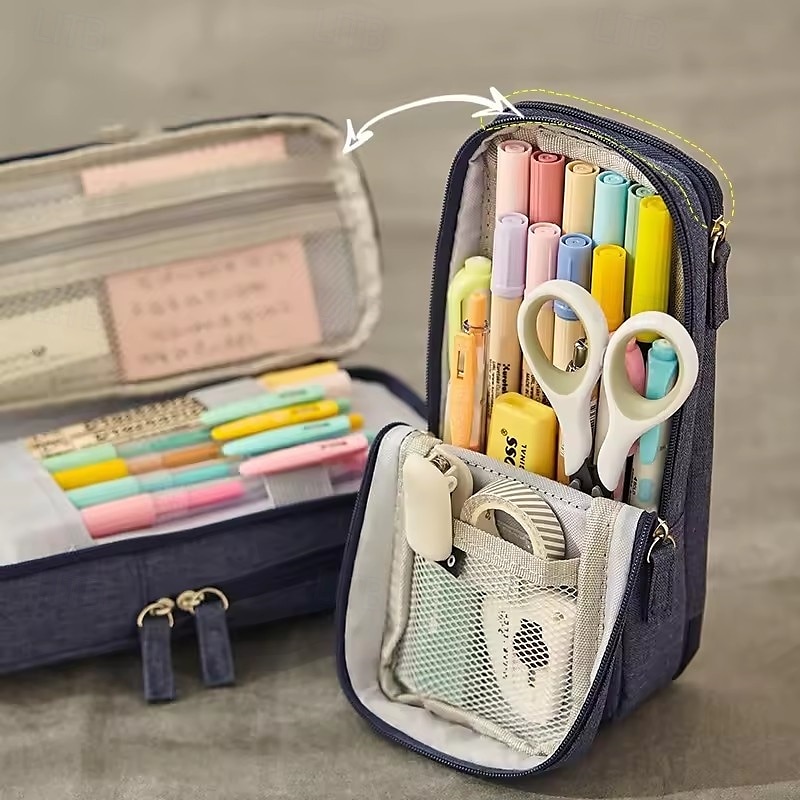 Astuccio portapenne, astuccio portapenne a due strati, pieghevole, in tessuto, porta telefono, custodia portaoggetti per cancelleria, ufficio e scuola. del 2025 a $12.99 –P7