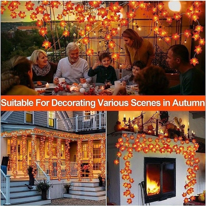 Halloween String Lights Maple Leaf Pumpkin Garland Lights Battery Powered Indoor Outdoor Hanging Decor for Chicago Shelf Desktop Theme Porch Thanksgiving Halloween Autumn Home Gardening Party Decor 2025 - HUF 2219 –P13