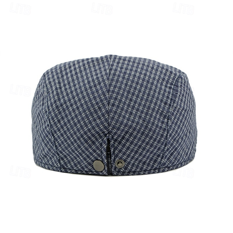 2026年 男性用 ハンチング アスコットハット キャスケットハット ブルー グレー 綿織物 ファッション カジュアル ストリート 日常 チェック 調整可能 サンスクリーン 高通気性  コレクション – $14.49 –P7