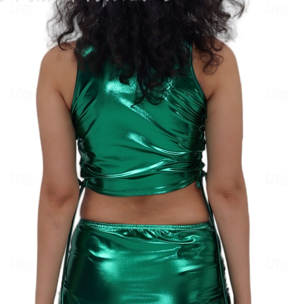 Metallisk 80-talet Glänsande latexpatent Magtröja Halterneck PU-läder Ensfärgat Dam Karnevalsdräkt Karnival Maskerad Fest Prideparad Pride månad Vuxna Topp 2025 - $20.99 –P7