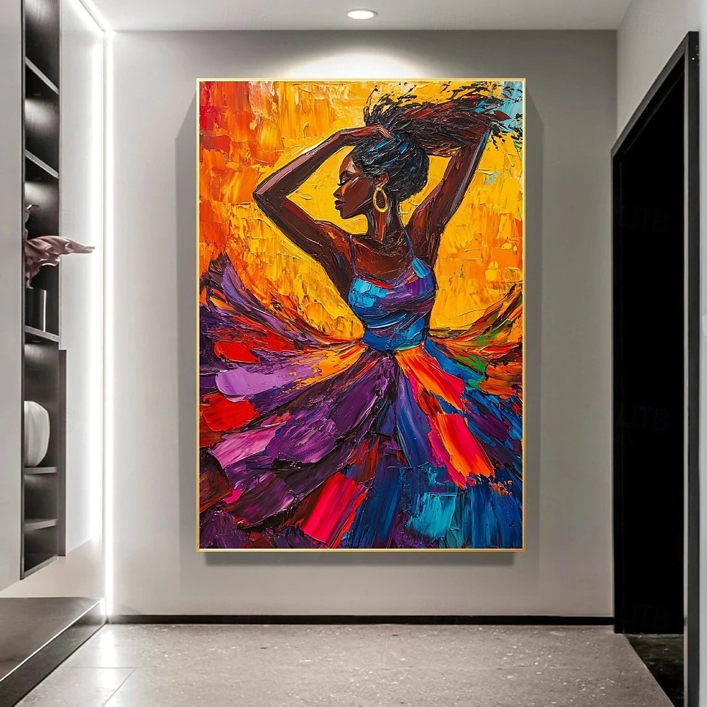 handgemachtes abstraktes Figurengemälde einer Tänzerin, kräftiger Rhythmus, strukturiertes Porträt einer tanzenden Ölmalerei, Muse-Leinwandgemälde, Porträt-Ölgemälde, Pattle Knife-Figurenmalerei 2025 - $209.29 –P3