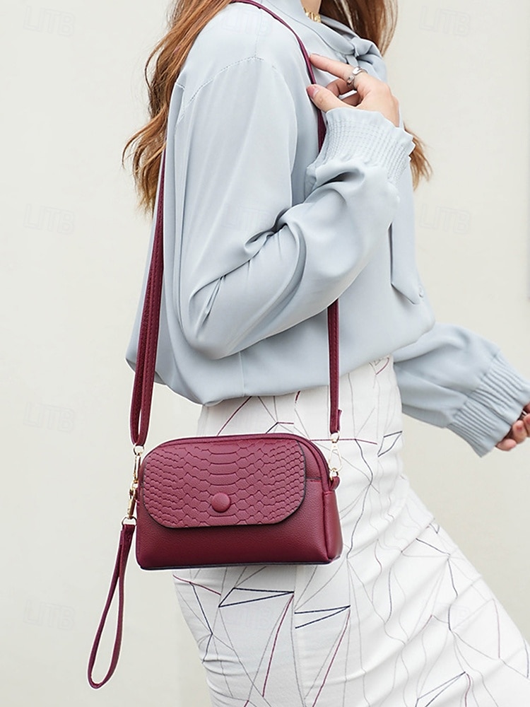 borsa a tracolla da polso in similpelle da donna con patta in stampa coccodrillo – elegante piccola borsa a tracolla per l'uso quotidiano, i viaggi e il lavoro del 2025 a $14.99 –P1
