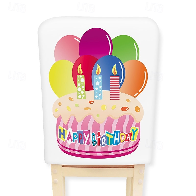 huse de scaun festive cu desene animate pentru ziua de naștere - design pe jumătate de corp din catifea culoare piele de piersică pentru ziua de naștere &decor de sărbători, huse detașabile pentru 2025 - $43.99 –P19