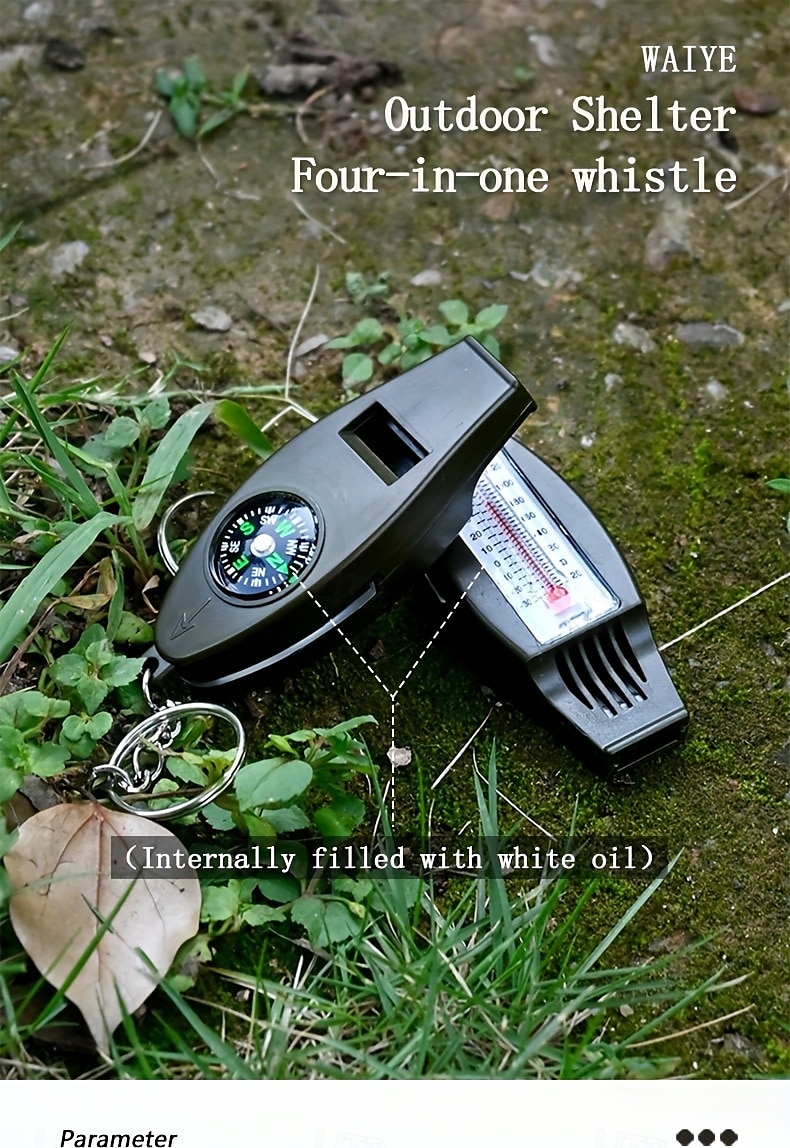 4-in-1 Outdoor Survival Tool Compass Magnifying Glass Thermometer & Emergency Whistle - Durable ABS Material 2025 - $7.99 –P7