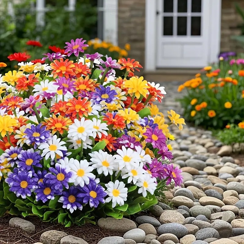 10 fiori artificiali da esterno, decorazioni floreali in plastica, bouquet di margherite artificiali resistenti ai raggi UV, arbusti di fiori artificiali per casa, hotel, ufficio, feste di matrimonio, del 2026 a $22.99 –P8