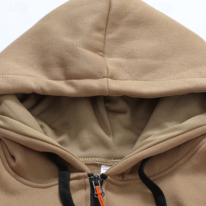 Per uomo Felpa con cappuccio Felpa con cappuccio e zip corta Felpa con cappuccio in pile Felpa con cappuccio tattica Nero Blu marino Cachi Grigio chiaro Grigio scuro Con Cappuccio Semplice Tasca del 2025 a $23.99 –P7