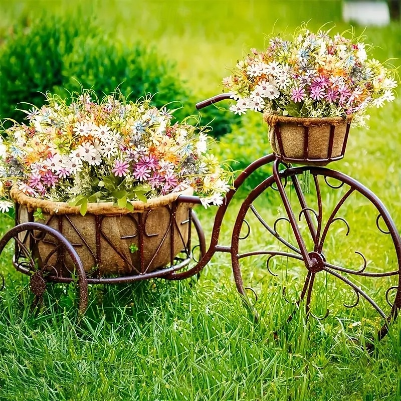 6 bouquet di margherite selvatiche artificiali, fiori di campo artificiali resistenti ai raggi UV per esterni, piante verdi all'ingrosso per decorazioni da vaso, decorazioni primaverili per la casa del 2025 a $23.99 –P6