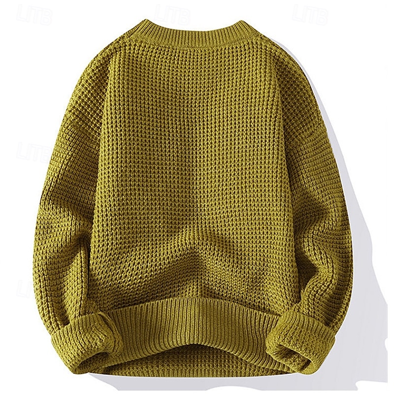 Herre Pullover genser Strikket genser Riflet Strikke Vanlige topper Strikket عادي Crew-hals Mote Grunnleggende Feriereise Dagligdagstøy Klær Høst Vinter Svart Hvit M L XL 2025 - $32.99 –P5