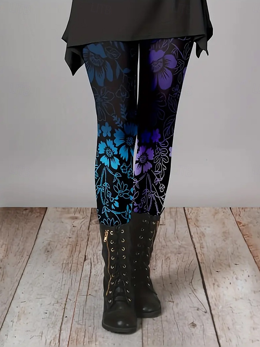 Dame Leggings Ferie Årgang Mote Ankel-lengde Høy Midje Blomstret Grafisk Printer Myk Pustende Elastisk utendørs Daglig Rødstrupe-egg Blå Hvit Brun Grønn Sommer Vår Høst Slank Fasong 2025 - $19.99 –P2