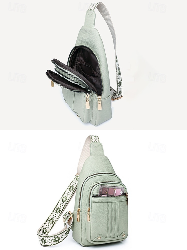 Dámská nepromokavá crossbody kabelka z umělé kůže - ležérní lehká crossbody kabelka s multifunkčními kapsami a širokým ramenním popruhem s etnickým vzorem, ideální na cestování, nakupování i každodenní nošení 2025 - $19.99 –P7