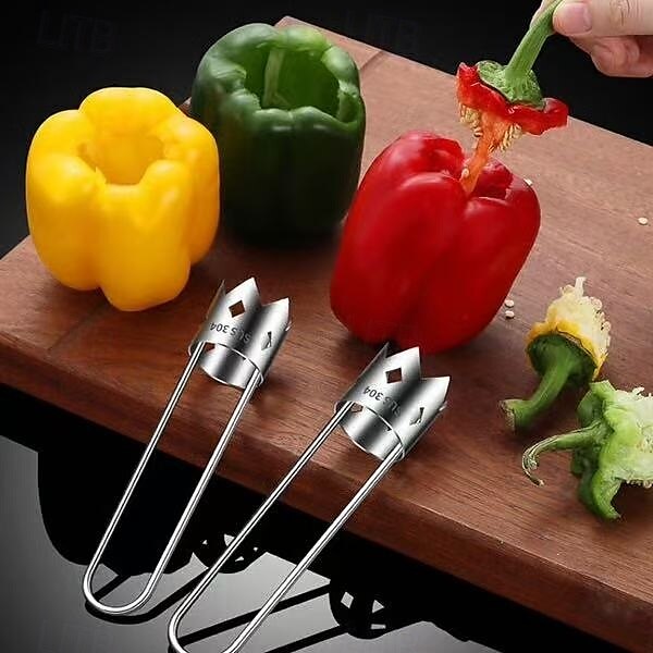 Lot de 3 vide-pomme multifonctions en acier inoxydable pour pommes, poivrons, melon amer, ustensile de cuisine indispensable avec trou de suspension de 2025 ? $13.99 –P4