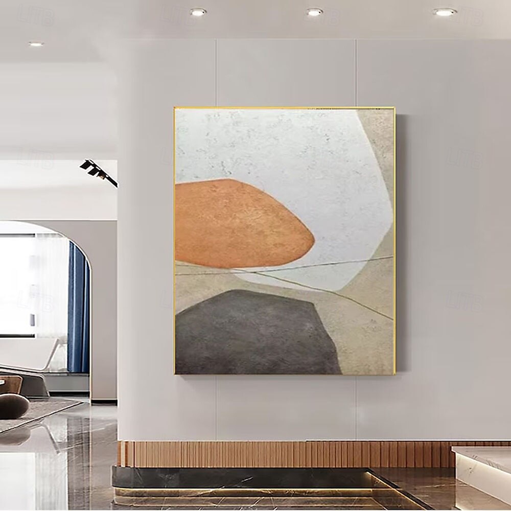 oil painting Large Handmade abstract stone orange oil painting Modern Abstract painting Geometric Composition with Warm Accents Canvas Painting for bedroom living room artwork 2025 - $141.99 –P5