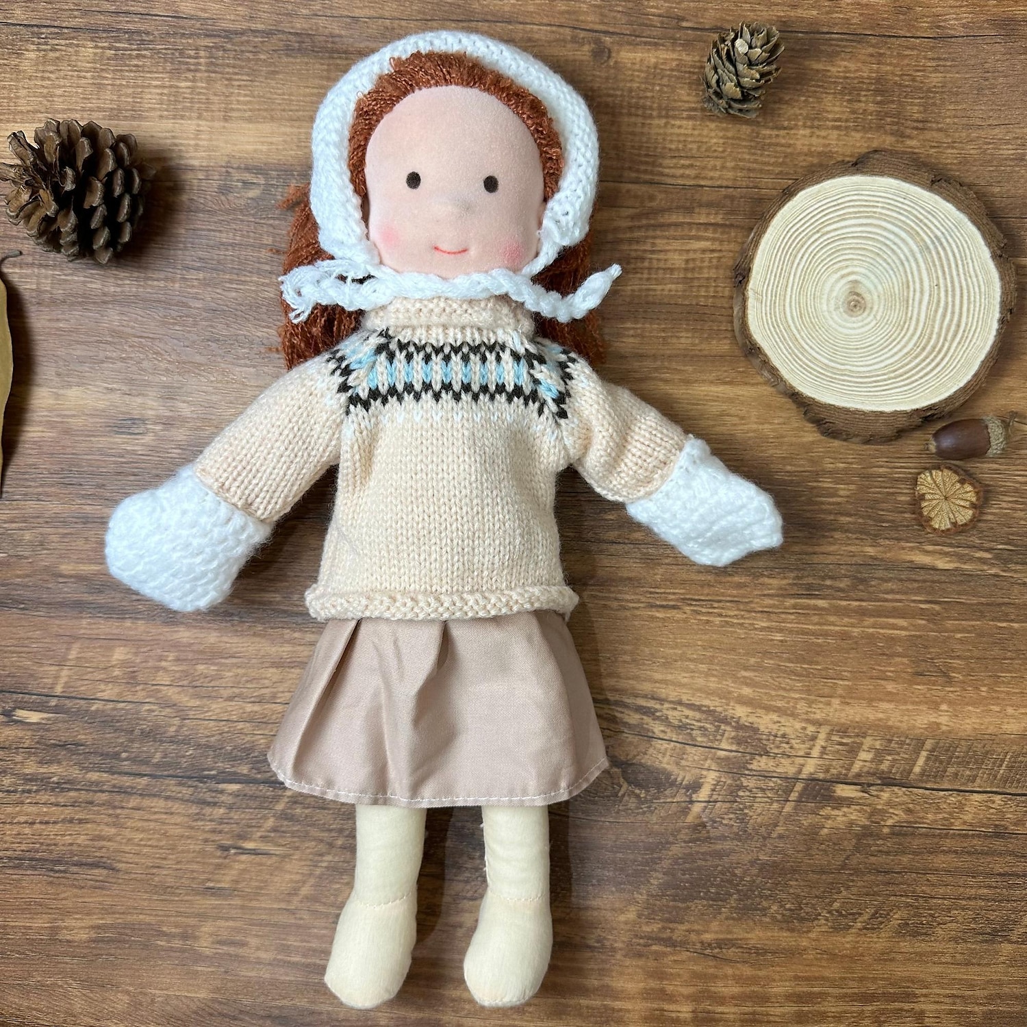 Poupée Waldorf en coton, poupée d'artiste, mini-poupée à habiller faite à la main, emballage cadeau d'Halloween, bénédiction pour cadeaux de Noël de 2025 ? $46.99 –P8