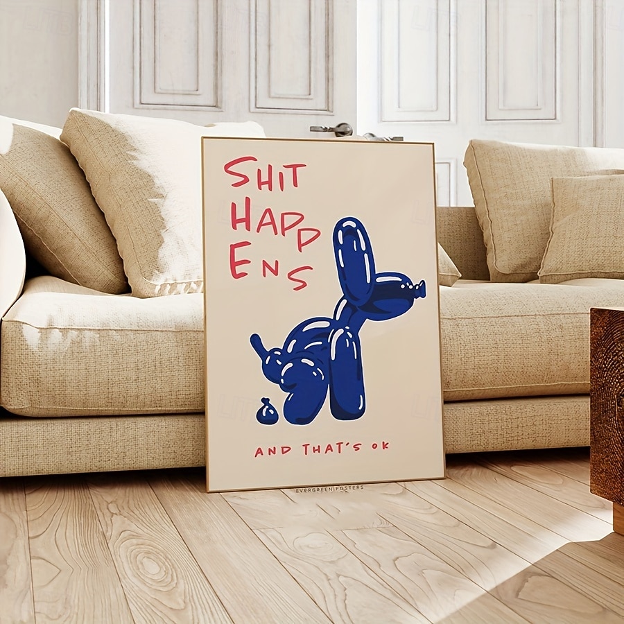 1pc Unframed Contemporary Canvas Poster Inspirational Blue & Red Typography Painting Balloon Dog Prints Canvas Wall Art Artwork Wall Painting For Birthday Gift Bedroom Office Living Room 2026 - $12.99 –P4