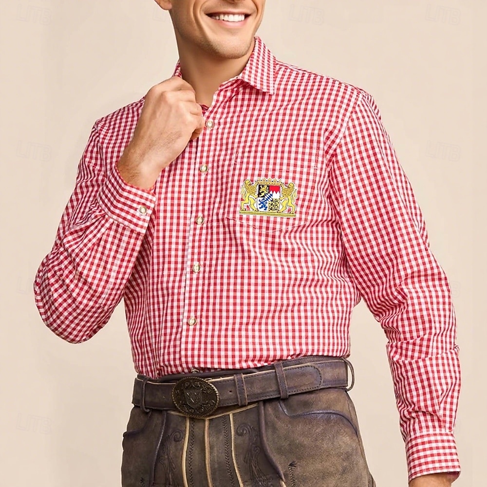 Oktoberfest Tern Mønster Lederhosen-skjorte Bayersk våpenskjold bayerske Tysk Enger Herre Karneval Ølfestivalen Tradisjonell stil klut Trøye 2026 - $32.99 –P13