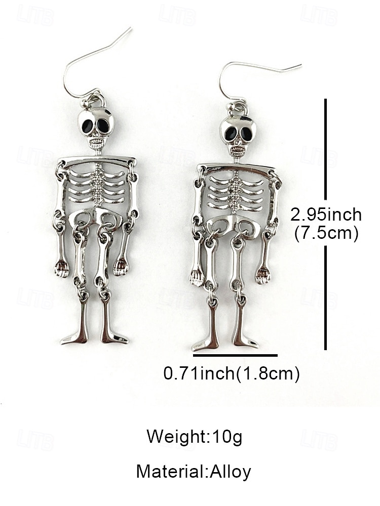 Women's Halloween Skeleton Dangle Earrings – Alloy Material, Movable Bone Design, Fun Spooky Jewelry for Parties, Cosplay and Costume Events 2025 - $11.99 –P6
