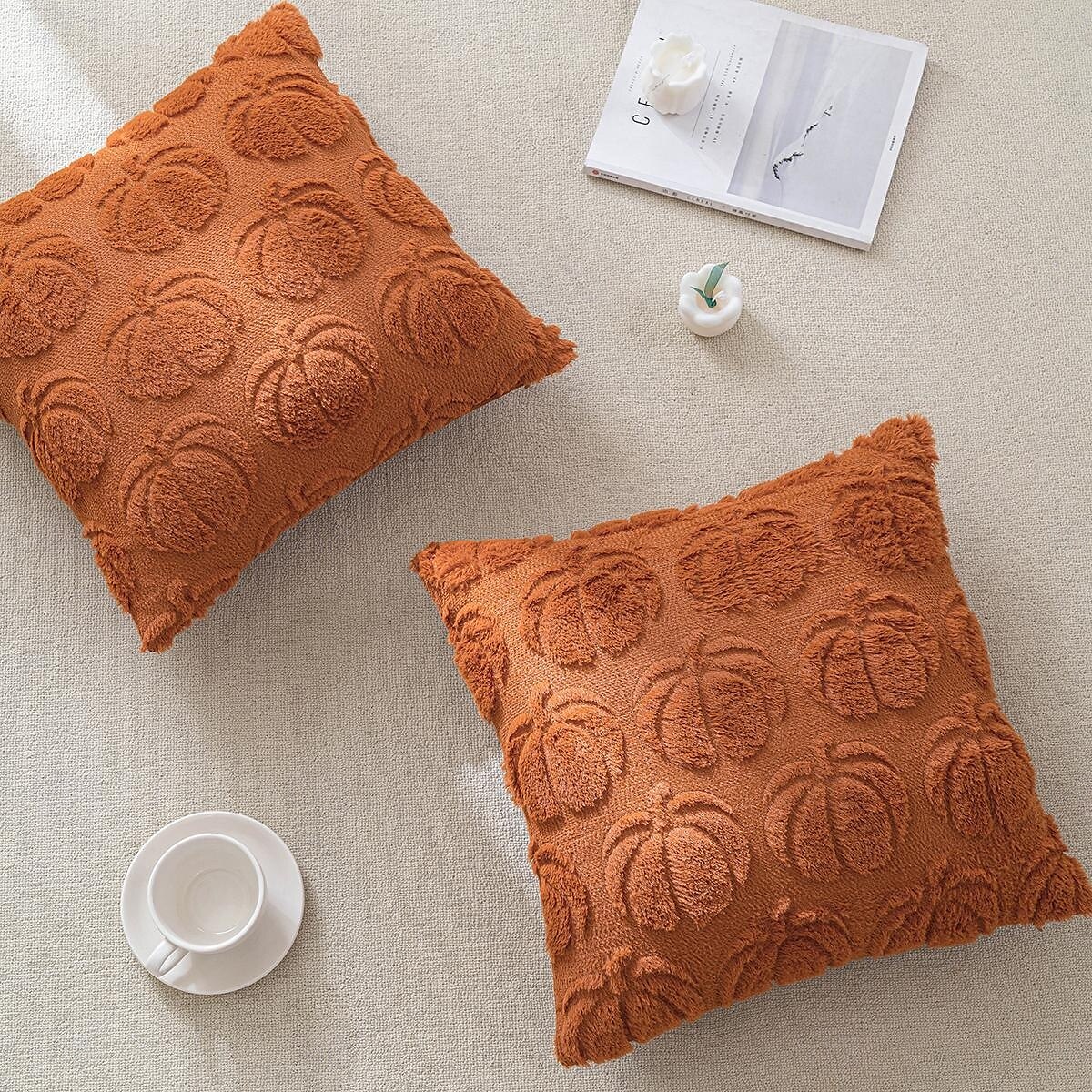 1 housse de coussin d'Halloween, motif citrouille de Thanksgiving, style bohème décontracté, fermeture éclair carrée, classique et traditionnel de 2025 ? $15.99 –P2