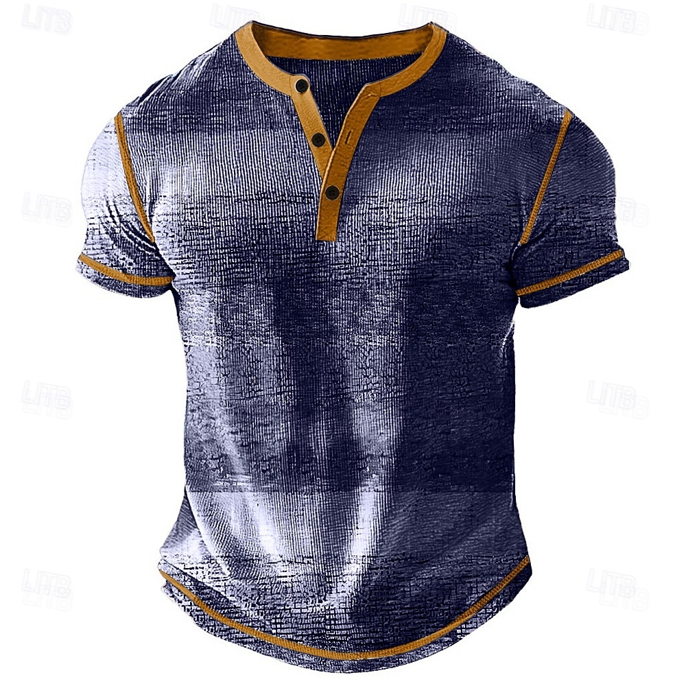 Homens Arco-Íris Listrado Camisa Henley Camiseta Waffle Manga Curta Diário Retro Vintage Clássico Esportes Casual Feriado Primavera Verão Todas as Estações Azul Roxo Caqui Cinzento Claro Henley de 2026 por $26.99 –P4