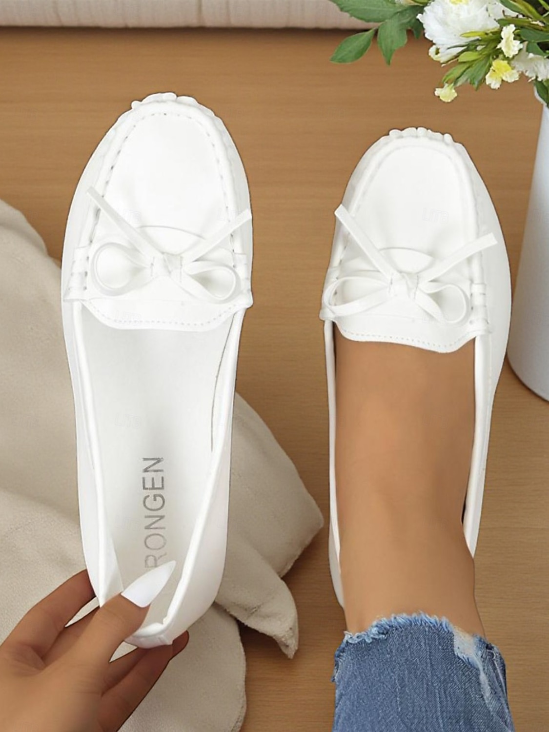 Damen-Mokassins mit goldfarbener Metallic-Schleife – bequeme Slipper, lässige und elegante flache Schuhe für Damen, perfekt für Partys, Reisen und den Alltag 2025 - $19.99 –P5