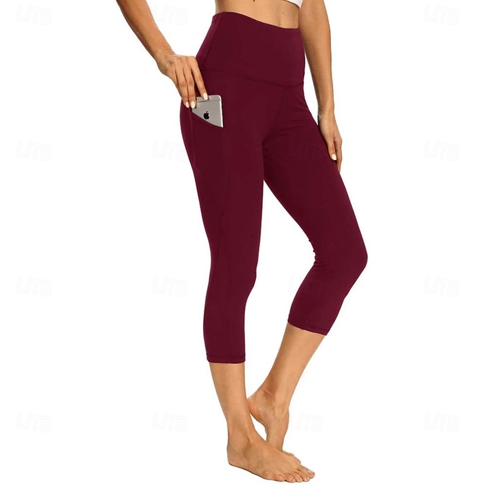 Dames broek Leggings Gezellige leggings Panty Sportschoenen Kuitlengte Hoge taille Effen Zijzakken Comfortabel Billenlift Buikcontrole Yoga Casual / Dagelijks Zwart Bordeaux Blauw Grijs Lente Herfst 2026 - $13.99 –P7